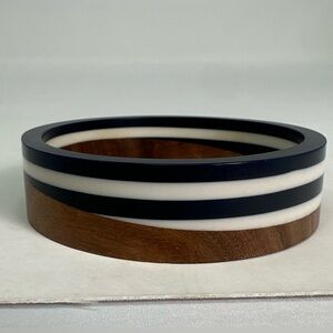Vintage Wood And Lucite Bangle Bracelet MCM - Navy & White
